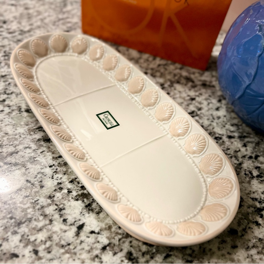 Croscill Shell‎ Soap Dish Brand New Santorini 13” long seashell Peach